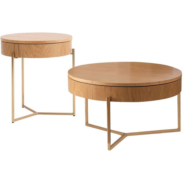 Sohvapöytä Linento Furniture Islo 2-osainen natural/kulta