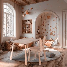 Lasten pöytäsetti Linento Furniture BLTYZ-AKTV059, vaaleanruskea