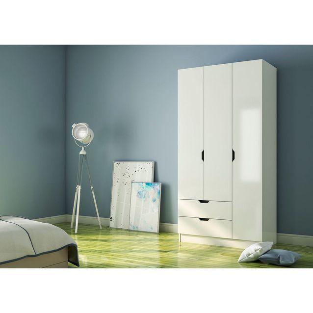 Vaatekaappi Linento Furniture Rb-155, 90x180cm, mattavalkoinen