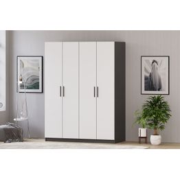 Vaatekaappi Linento Furniture Rb-183-01, 120x180cm, mattavalkoinen/antrasiitti