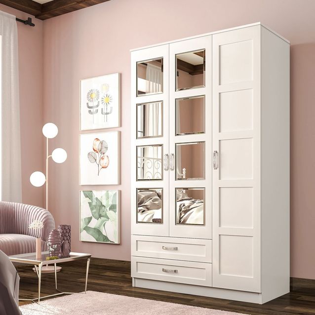 Vaatekaappi Linento Furniture Rb-050, 105x184cm, mattavalkoinen