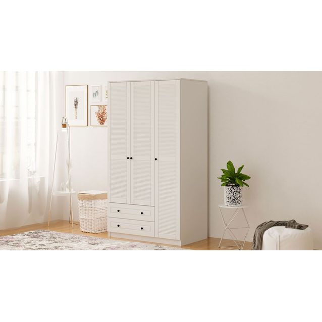 Vaatekaappi Linento Furniture Rb-062, 105x184cm, mattavalkoinen