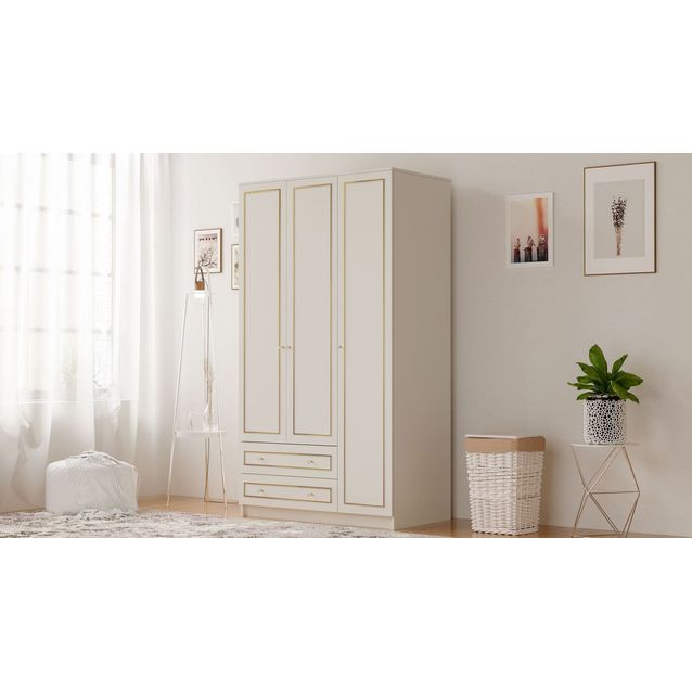 Vaatekaappi Linento Furniture Rb-076, 105x182cm, mattavalkoinen