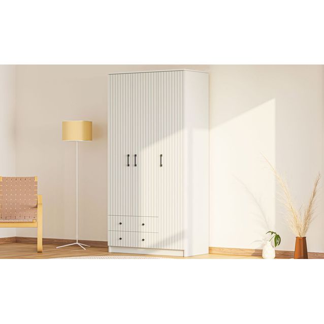 Vaatekaappi Linento Furniture Rb-185-01, 105x210cm, mattavalkoinen