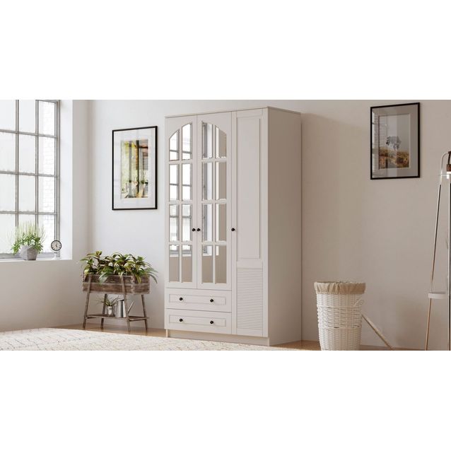 Vaatekaappi Linento Furniture Rb-111, 105x210cm, mattavalkoinen