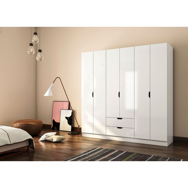 Vaatekaappi Linento Furniture Rb-157, 180x180cm, mattavalkoinen