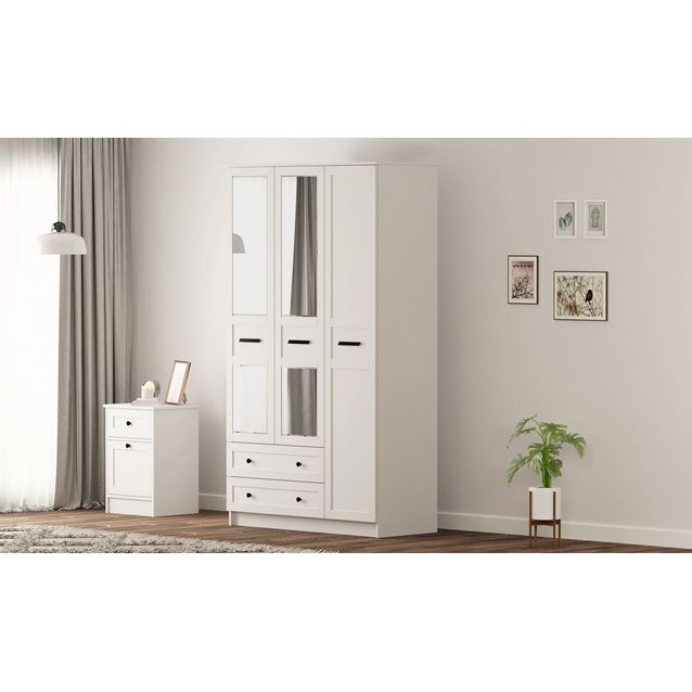 Vaatekaappi Linento Furniture Rb-168-01-008, 105x184cm, mattavalkoinen