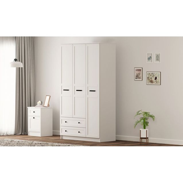 Vaatekaappi Linento Furniture Rb-168-01-002, 105x184cm, mattavalkoinen