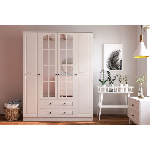 Vaatekaappi Linento Furniture Rb-012, 140x180cm, mattavalkoinen