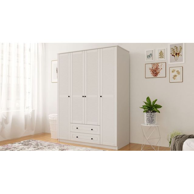 Vaatekaappi Linento Furniture Rb-063, 140x184cm, mattavalkoinen