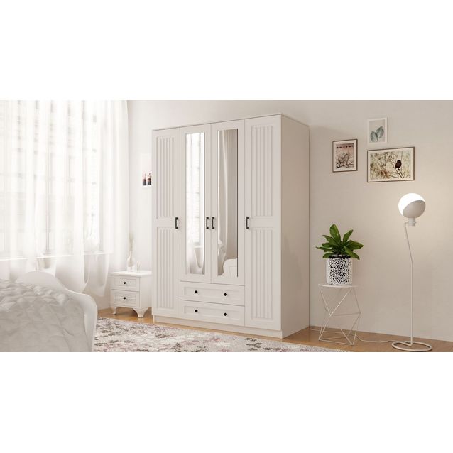Vaatekaappi Linento Furniture Rb-074, 140x184cm, mattavalkoinen