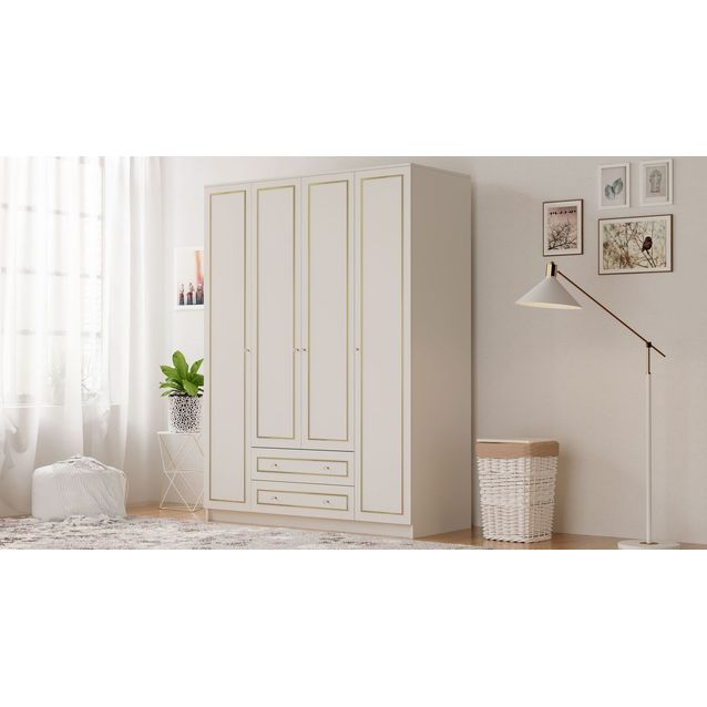Vaatekaappi Linento Furniture Rb-079, 140x210cm, mattavalkoinen