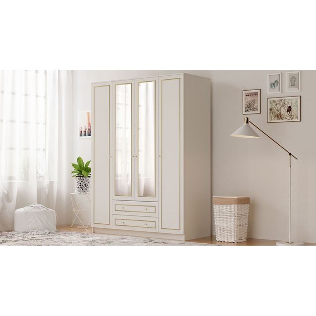 Vaatekaappi Linento Furniture Rb-079-01, 140x180cm, mattavalkoinen