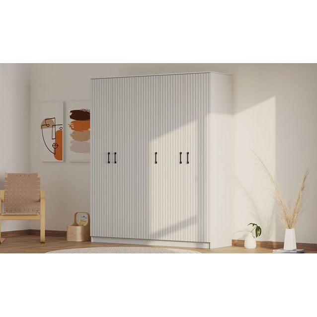 Vaatekaappi Linento Furniture Rb-185-04, 175x184cm, mattavalkoinen