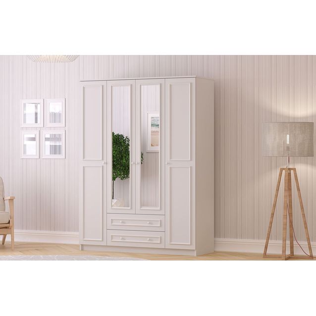 Vaatekaappi Linento Furniture Rb-186-02, 140x182cm, mattavalkoinen