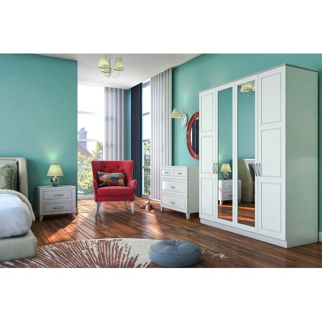 Vaatekaappi Linento Furniture Rb-163, 140x184cm, mattavalkoinen