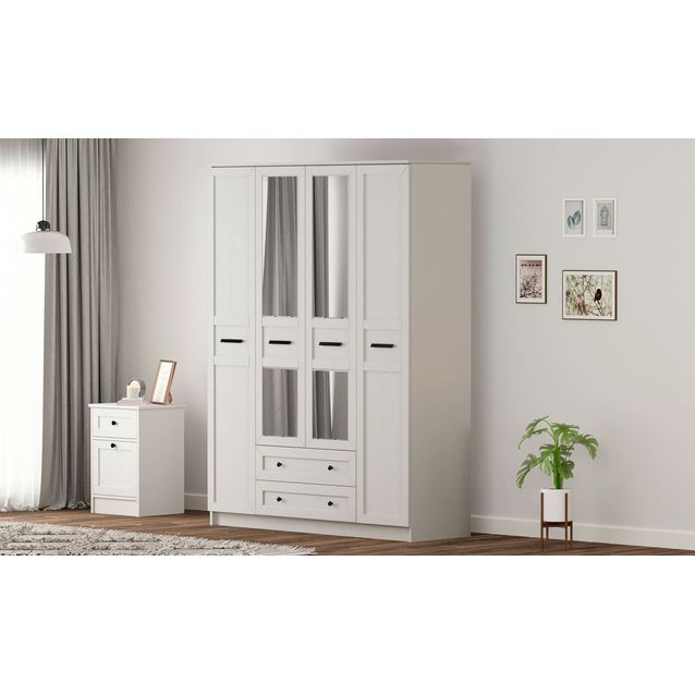 Vaatekaappi Linento Furniture Rb-168-01-010, 140x184cm, mattavalkoinen