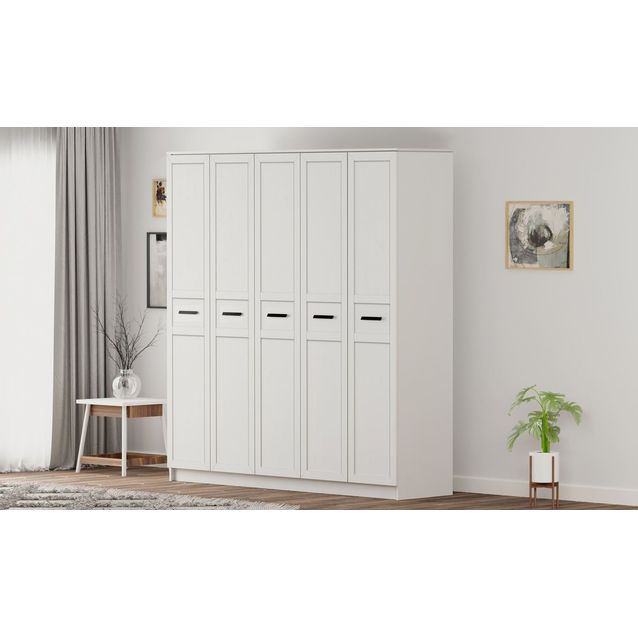 Vaatekaappi Linento Furniture Rb-168-01-004, 175x184cm, mattavalkoinen