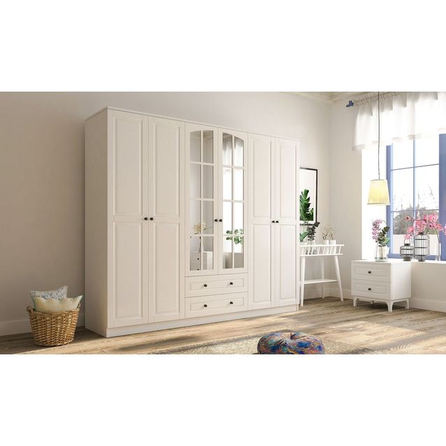 Vaatekaappi Linento Furniture Rb-019, 210x210cm, mattavalkoinen