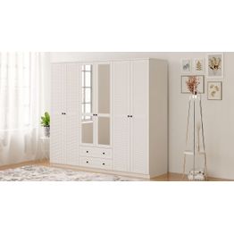 Vaatekaappi Linento Furniture Rb-064-02, 210x210cm, mattavalkoinen