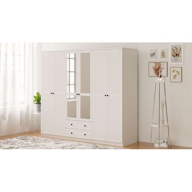 Vaatekaappi Linento Furniture Rb-064-02, 210x210cm, mattavalkoinen