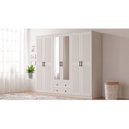 Vaatekaappi Linento Furniture Rb-075, 210x184cm, mattavalkoinen