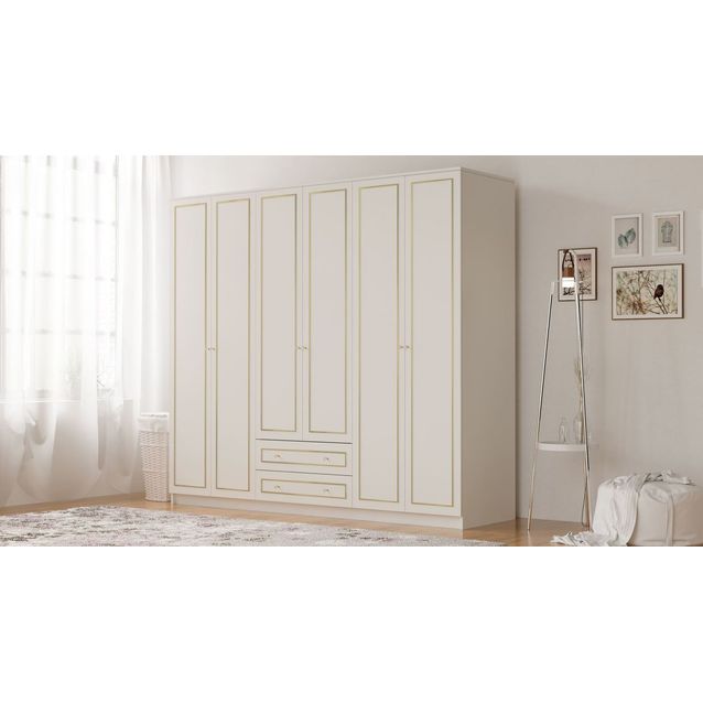 Vaatekaappi Linento Furniture Rb-085, 210x210cm, mattavalkoinen
