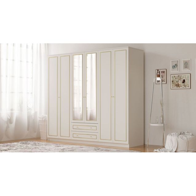 Vaatekaappi Linento Furniture Rb-085-01, 210x180cm, mattavalkoinen