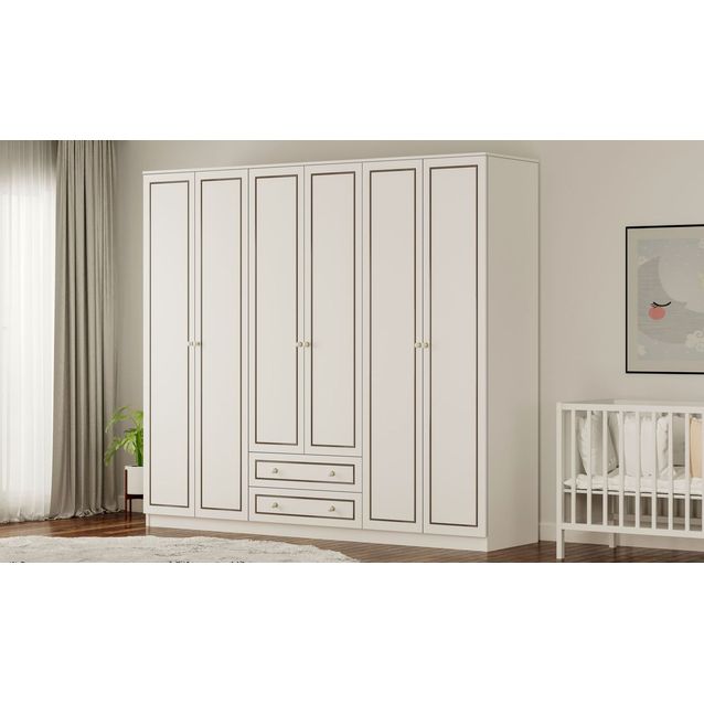 Vaatekaappi Linento Furniture Rb-094-01, 210x180cm, mattavalkoinen