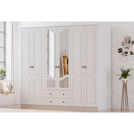 Vaatekaappi Linento Furniture Rb-107, 210x210cm, mattavalkoinen