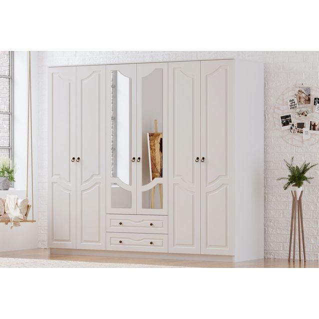 Vaatekaappi Linento Furniture Rb-107, 210x210cm, mattavalkoinen