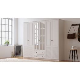 Vaatekaappi Linento Furniture Rb-114, 210x184cm, mattavalkoinen