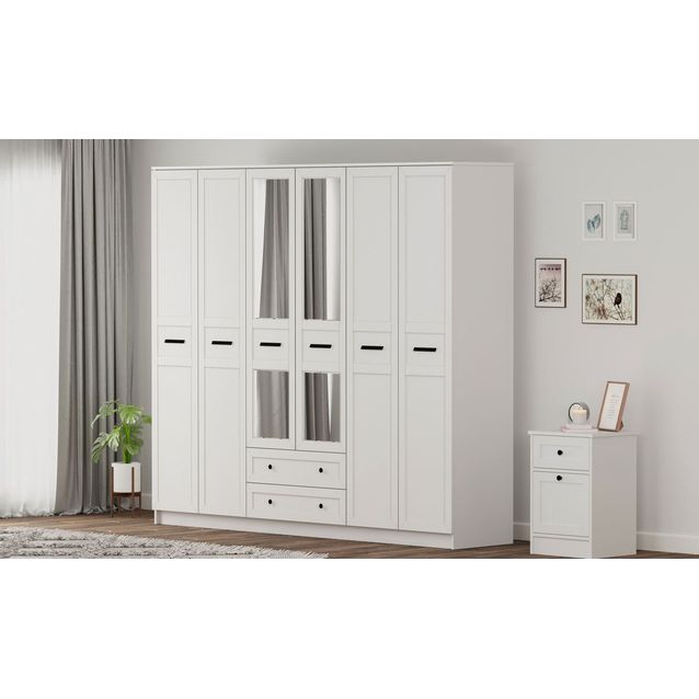 Vaatekaappi Linento Furniture Rb-168-01-013, 210x210cm, mattavalkoinen