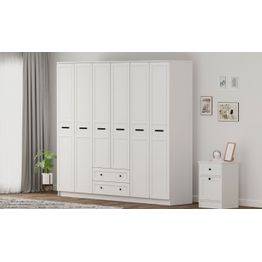 Vaatekaappi Linento Furniture Rb-168-01-007, 210x210cm, mattavalkoinen