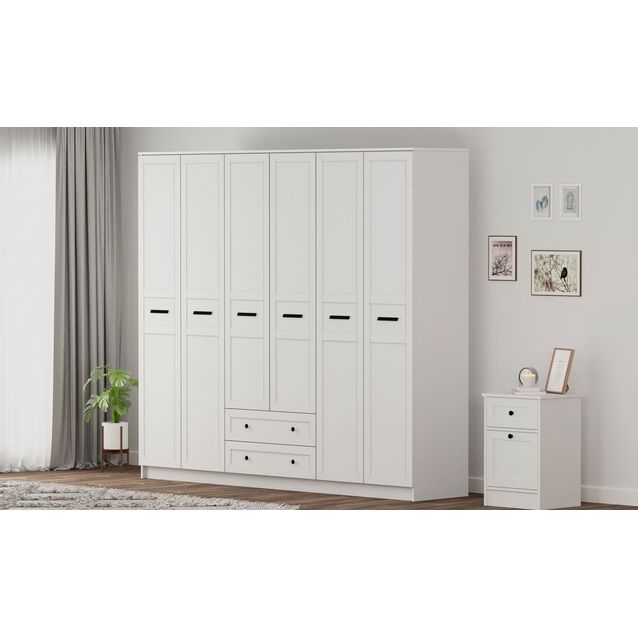Vaatekaappi Linento Furniture Rb-168-01-007, 210x210cm, mattavalkoinen