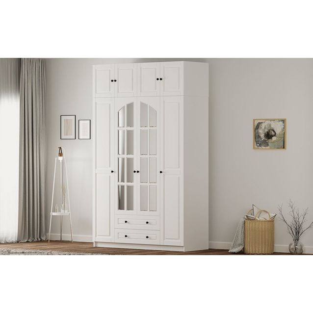 Vaatekaappi Linento Furniture Rb-185-12, 140x240cm, mattavalkoinen