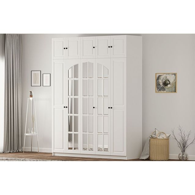 Vaatekaappi Linento Furniture Rb-185-14, 175x240cm, mattavalkoinen