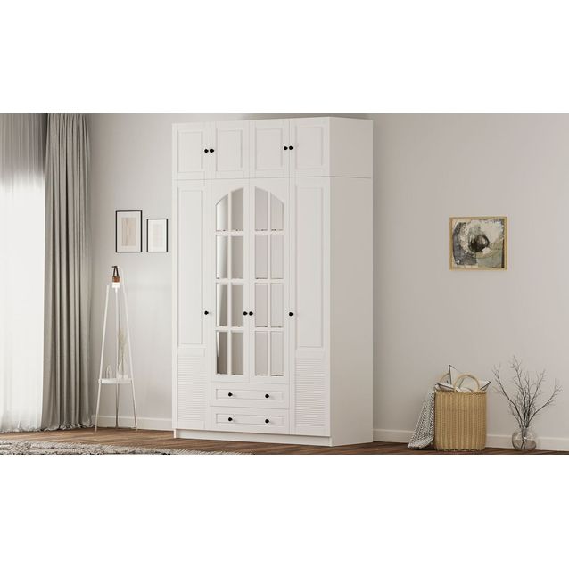 Vaatekaappi Linento Furniture Rb-185-18, 140x240cm, mattavalkoinen