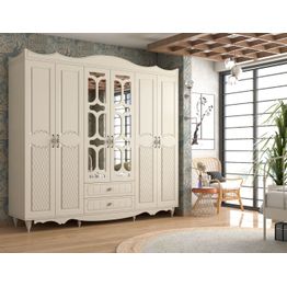 Vaatekaappi Linento Furniture Rb-049, 210x190cm, mattavalkoinen