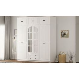 Vaatekaappi Linento Furniture Rb-185-16, 210x240cm, mattavalkoinen