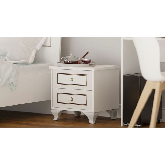 Yöpöytä Linento Furniture Rb-103, 40x45cm, mattavalkoinen