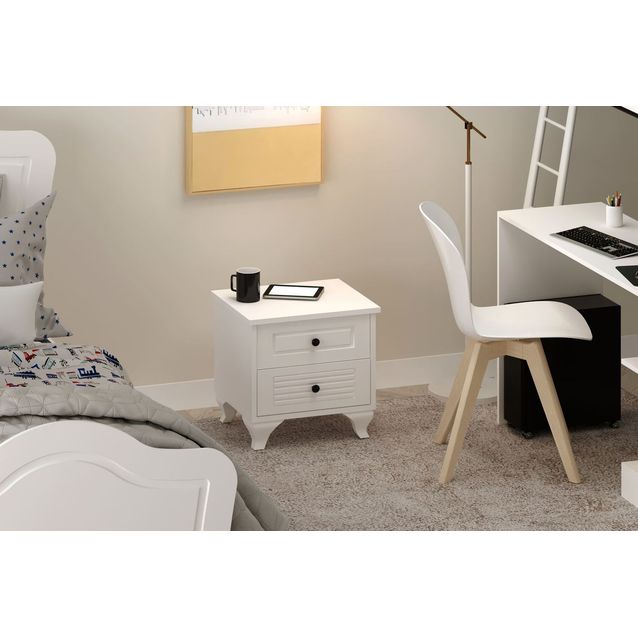 Yöpöytä Linento Furniture Rb-118, 40x45cm, mattavalkoinen