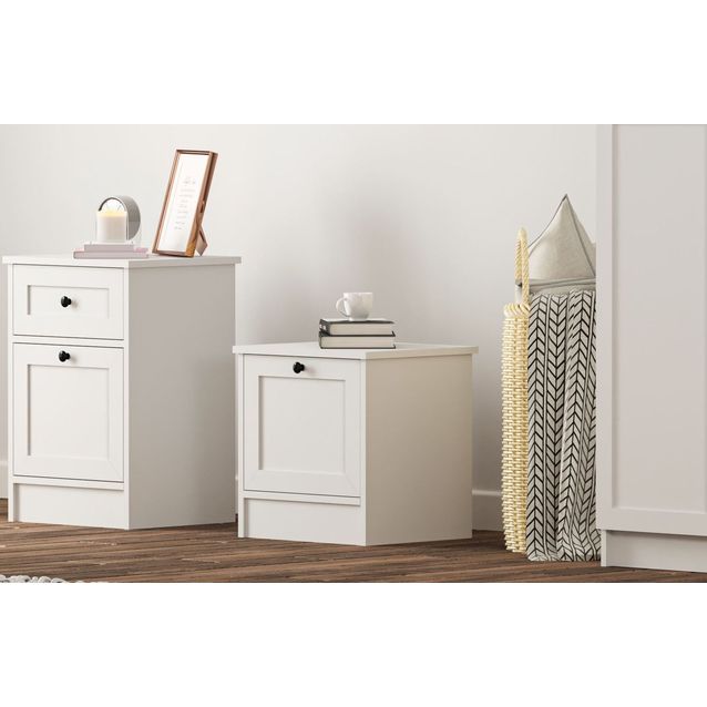 Yöpöytä Linento Furniture Rb-168-02, 40x45cm, mattavalkoinen