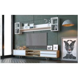 TV-taso seinähyllyllä Linento Furniture Rb-072, ruskea/valkoinen