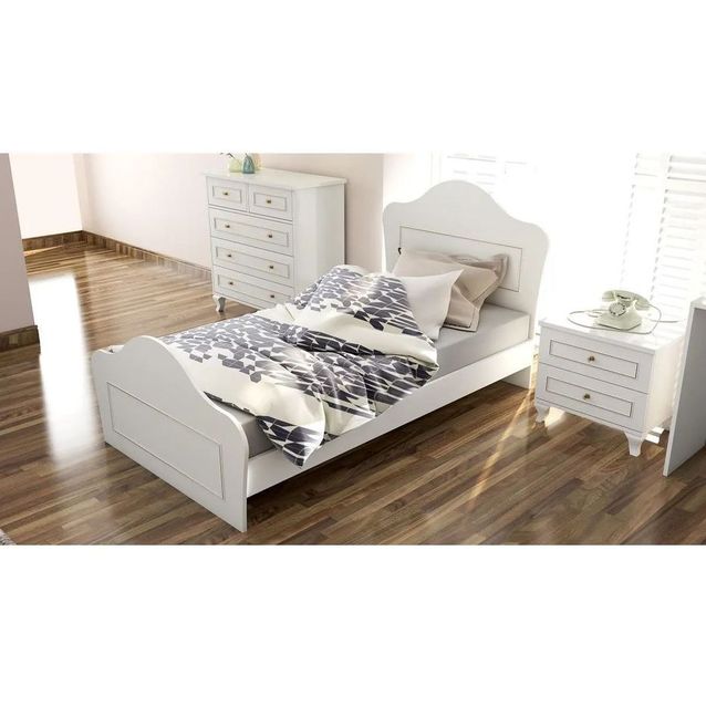 Sängynrunko Linento Furniture Rb-088, 90x190cm, mattavalkoinen