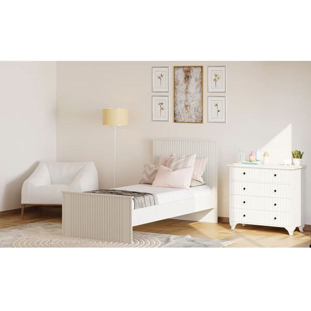 Sängynrunko Linento Furniture Rb-185-10, 90x190cm, mattavalkoinen