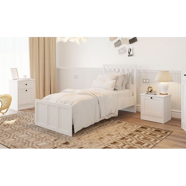 Sängynrunko Linento Furniture Rb-168-04-003, 90x190cm, mattavalkoinen