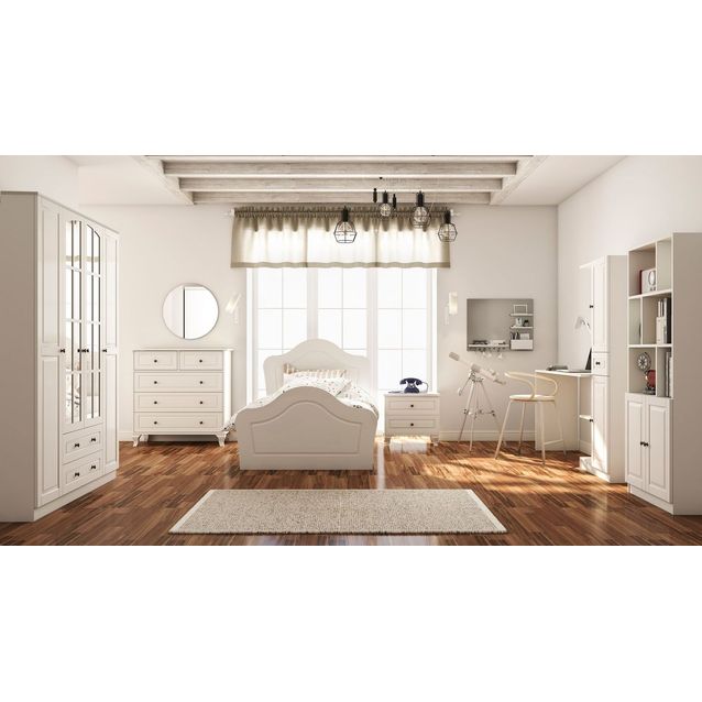 Makuuhuoneen huonekalusetti Linento Furniture Rb-014, mattavalkoinen