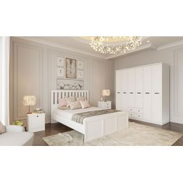 Makuuhuoneen huonekalusetti Linento Furniture Rb-168-01-006-01, mattavalkoinen