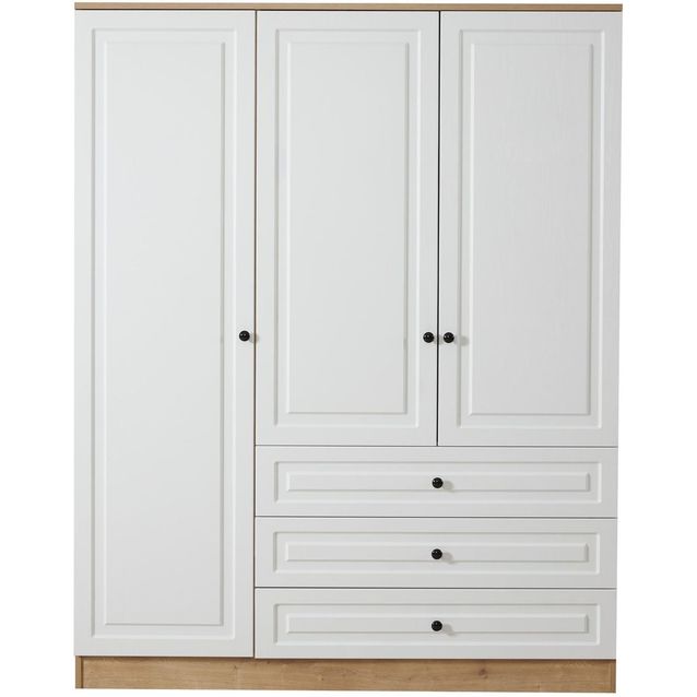 Vaatekaappi Linento Furniture Tuvalle 021 150cm valkoinen/tammi